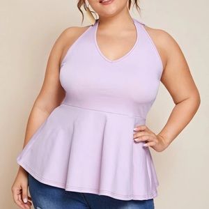 Plus Tie Back Peplum Halter Top